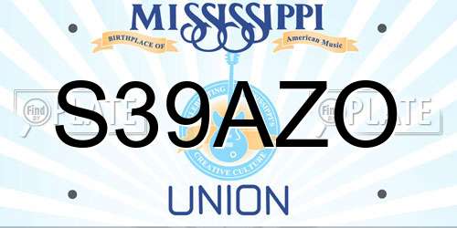 S39AZO Mississippi License Plate