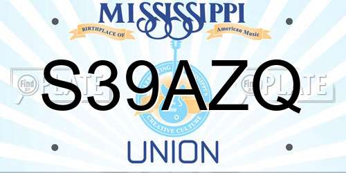 S39AZQ Mississippi License Plate