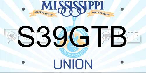S39GTB Mississippi License Plate