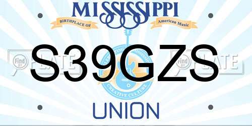 S39GZS Mississippi License Plate