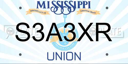 S3A3XR Mississippi License Plate