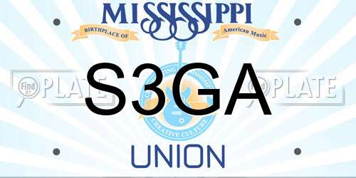 S3GA Mississippi License Plate