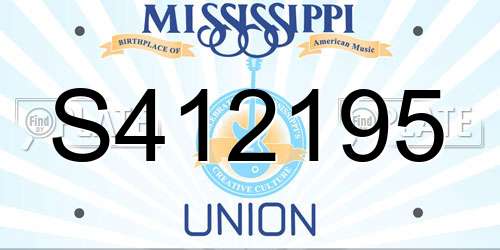 S412195 Mississippi License Plate