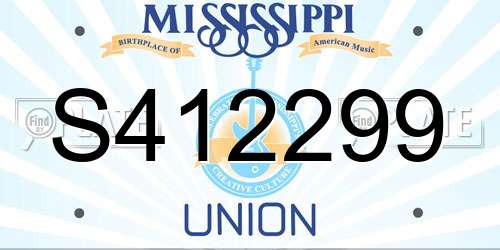 S412299 Mississippi License Plate