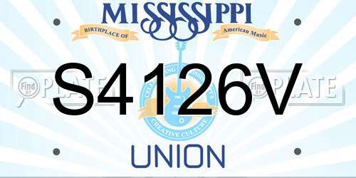 S4126V Mississippi License Plate