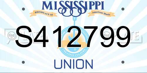 S412799 Mississippi License Plate