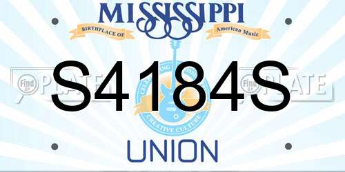 S4184S Mississippi License Plate