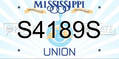 S4189S Mississippi License Plate