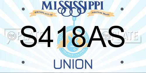 S418AS Mississippi License Plate