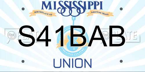 S41BAB Mississippi License Plate