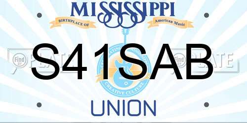 S41SAB Mississippi License Plate