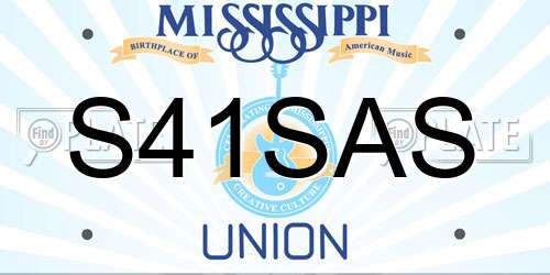 S41SAS Mississippi License Plate