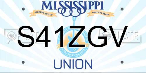 S41ZGV Mississippi License Plate