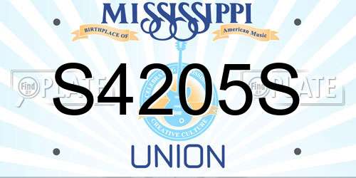 S4205S Mississippi License Plate