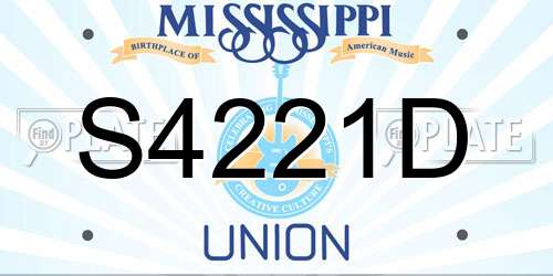 S4221D Mississippi License Plate