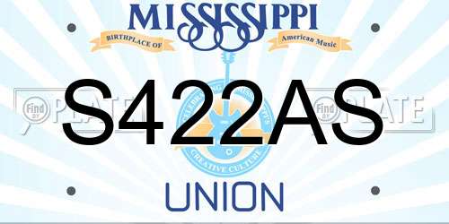 S422AS Mississippi License Plate