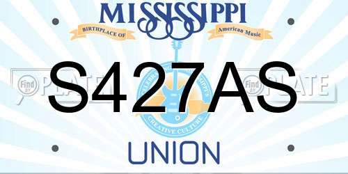 S427AS Mississippi License Plate