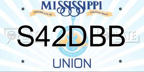 S42DBB Mississippi License Plate
