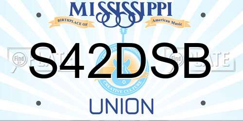 S42DSB Mississippi License Plate