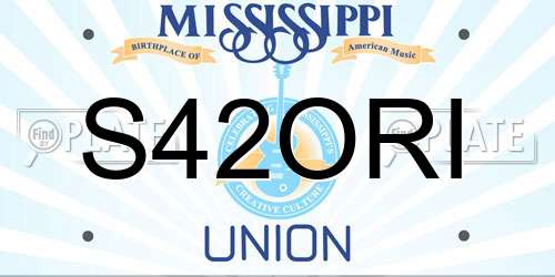 S42ORI Mississippi License Plate