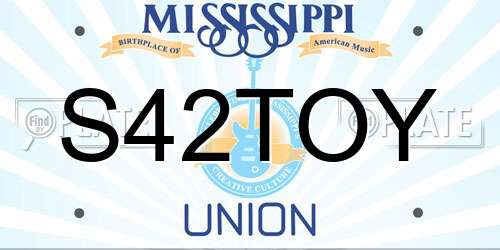 S42TOY Mississippi License Plate