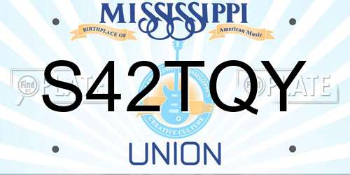 S42TQY Mississippi License Plate