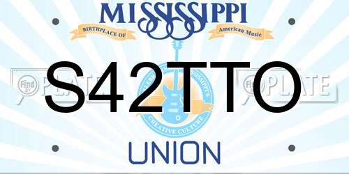 S42TTO Mississippi License Plate