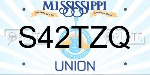 S42TZQ Mississippi License Plate