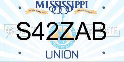 S42ZAB Mississippi License Plate