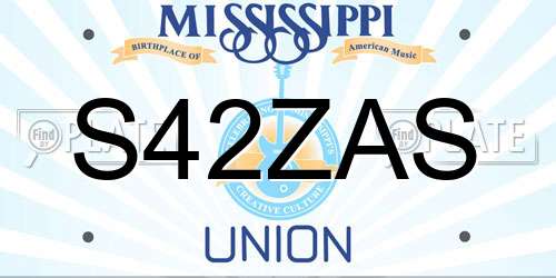 S42ZAS Mississippi License Plate