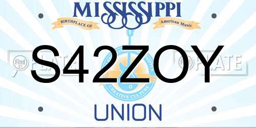 S42ZOY Mississippi License Plate