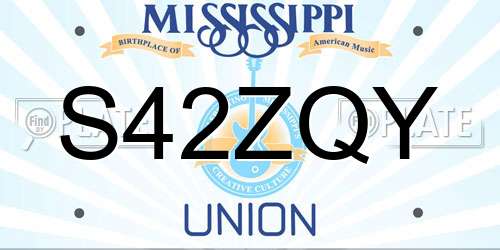 S42ZQY Mississippi License Plate