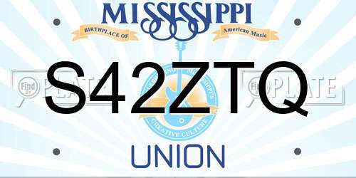 S42ZTQ Mississippi License Plate