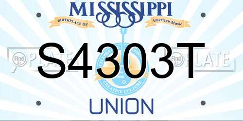 S4303T Mississippi License Plate