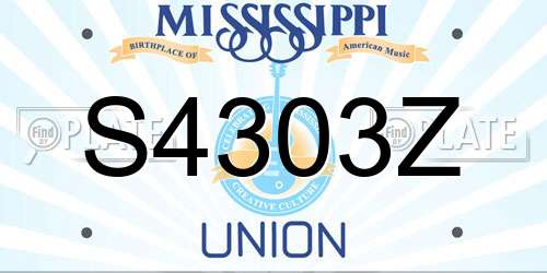 S4303Z Mississippi License Plate