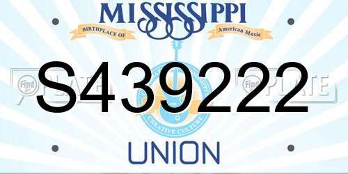 S439222 Mississippi License Plate