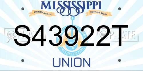 S43922T Mississippi License Plate