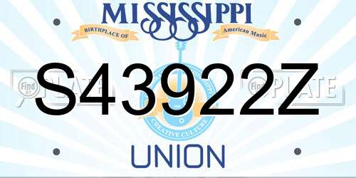 S43922Z Mississippi License Plate