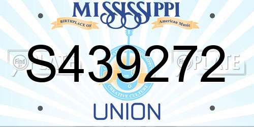 S439272 Mississippi License Plate