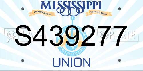 S439277 Mississippi License Plate