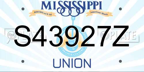 S43927Z Mississippi License Plate