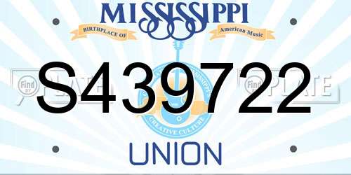 S439722 Mississippi License Plate