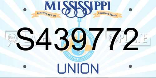 S439772 Mississippi License Plate