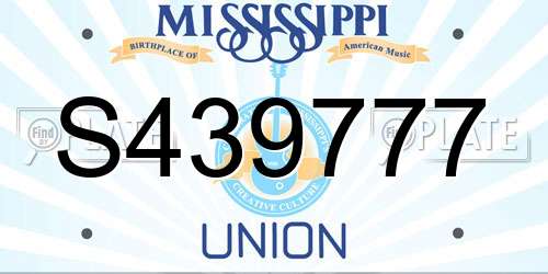 S439777 Mississippi License Plate