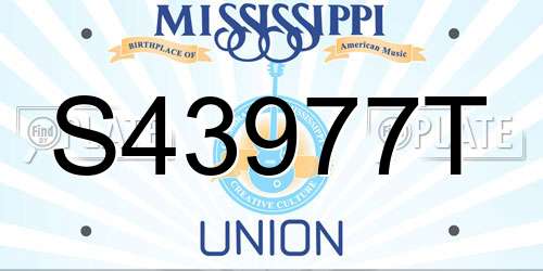 S43977T Mississippi License Plate
