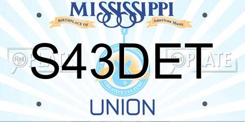 S43DET Mississippi License Plate