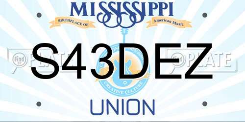 S43DEZ Mississippi License Plate