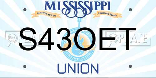 S43OET Mississippi License Plate