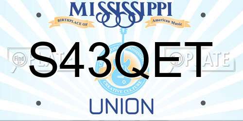 S43QET Mississippi License Plate