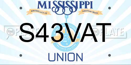 S43VAT Mississippi License Plate
